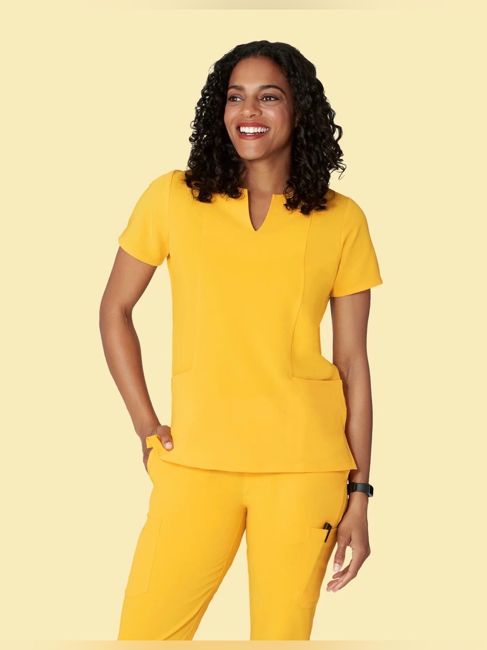 NWOT Mandala Daffodil Scrub Top